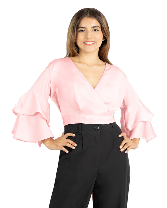 Blusa en Satín Violeta Rosa
