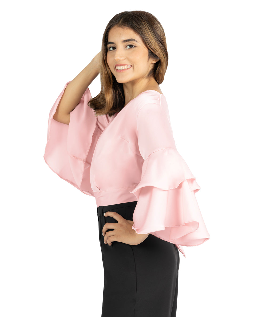 Blusa en Satín Violeta Rosa