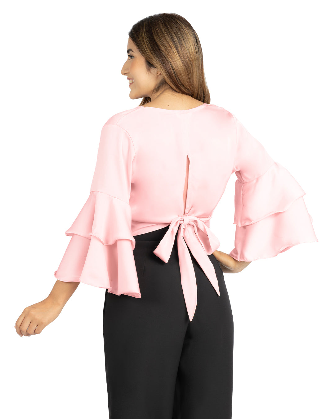 Blusa en Satín Violeta Rosa