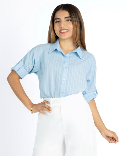 Camisa de Dobby Triana Celeste