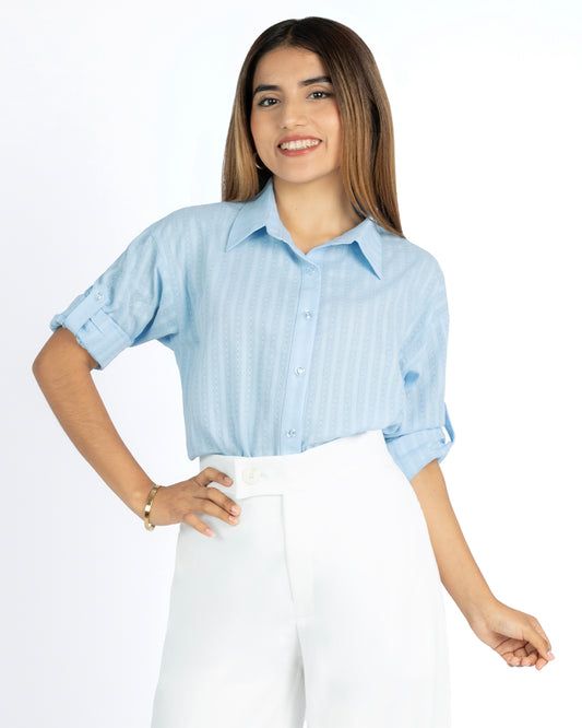 Camisa de Dobby Triana Celeste