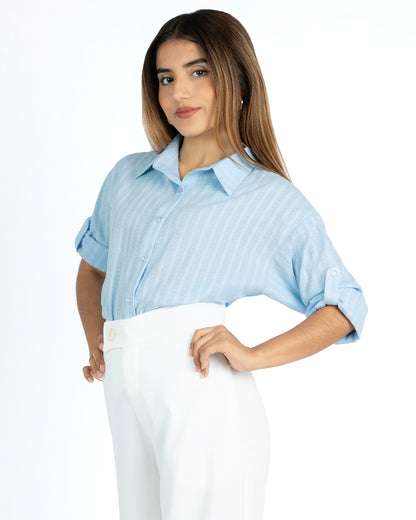 Camisa de Dobby Triana Celeste