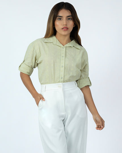 Camisa de Cotton Espiga Triana Menta