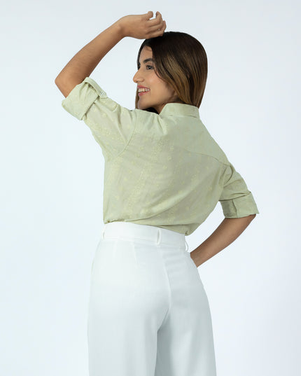 Camisa de Cotton Espiga Triana Menta