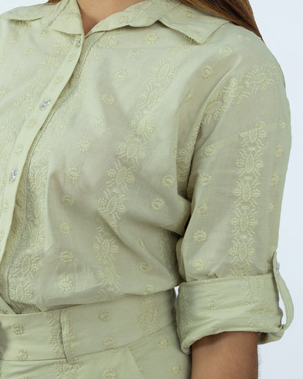 Camisa de Cotton Espiga Triana Menta