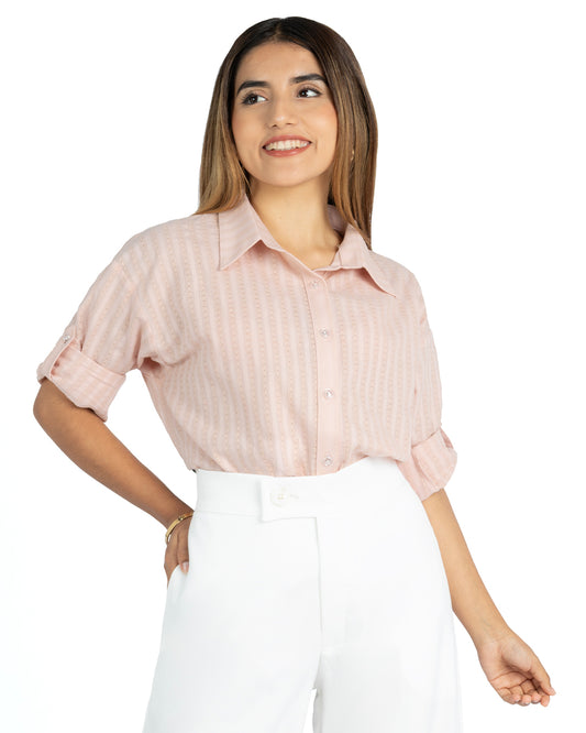 Camisa de Dobby Triana Rosa