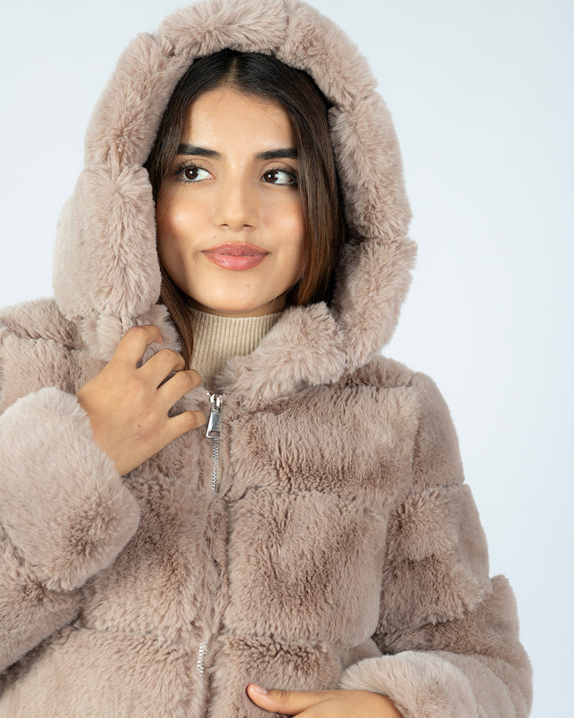 Casaca Crop Peluche Cocoa