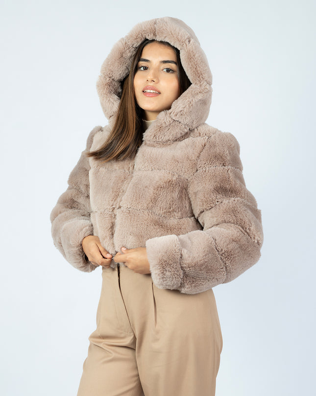Casaca Crop Peluche Cocoa
