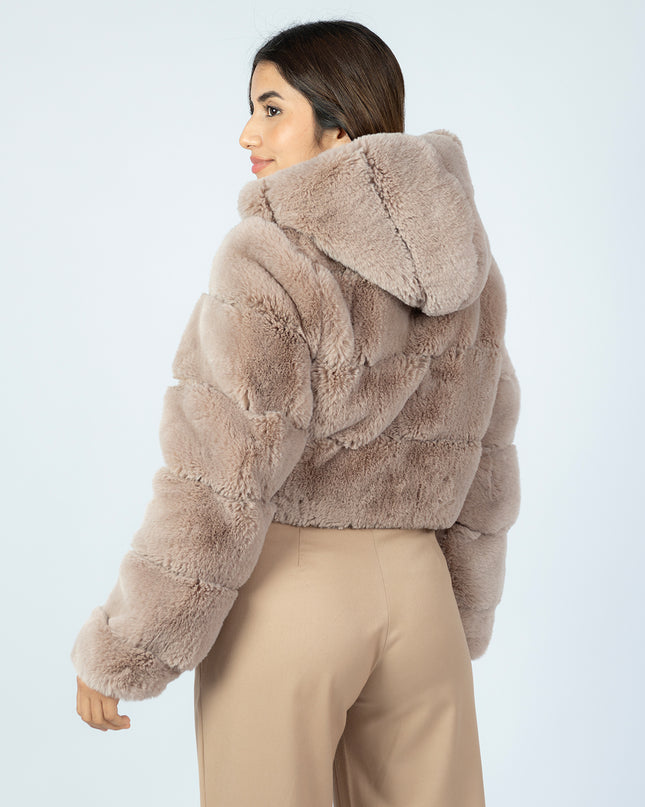 Casaca Crop Peluche Cocoa