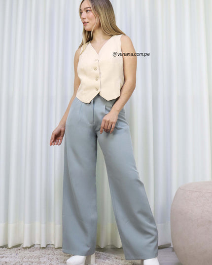 CHALECO CUATRO BOTONES LINO NAREL BEIGE