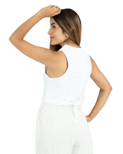 Chaleco en Brodery Abby Flower Blanco