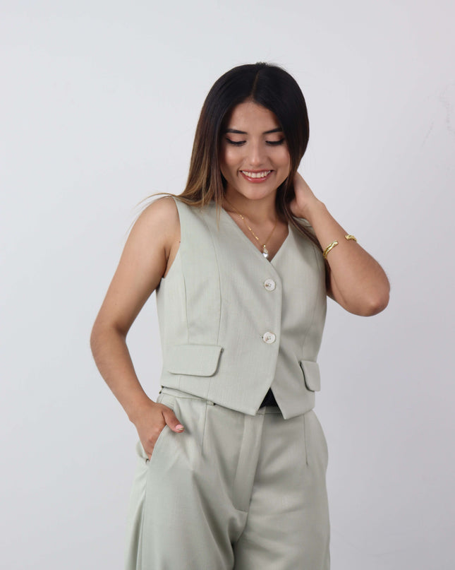 Chaleco VALERIA en Lino Rayón