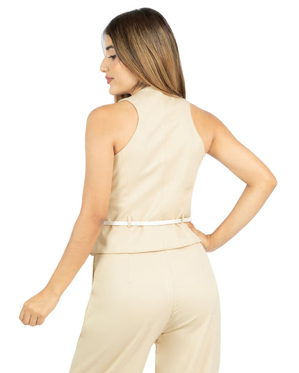 Chaleco en Lino Yosi Beige
