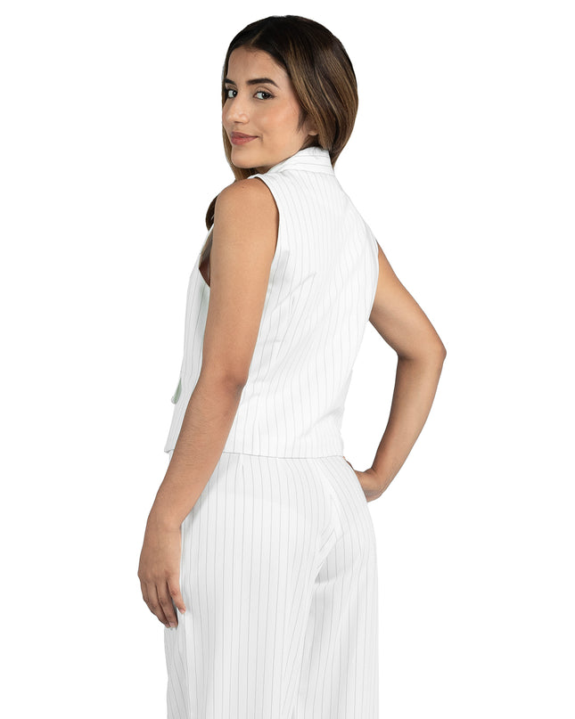 Chaleco en Contempo Ysabel a Rayas Blanco