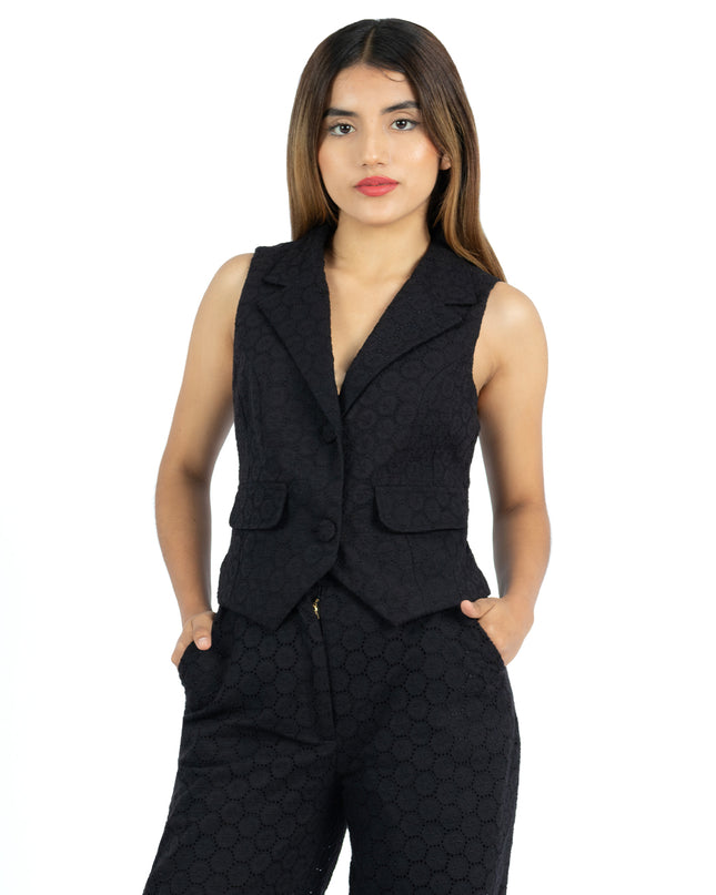 Chaleco en Cotton Ovalo Ysabel Negro