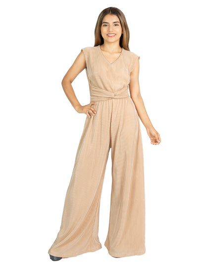 Enterizo Plisado Zoe Beige Oscuro
