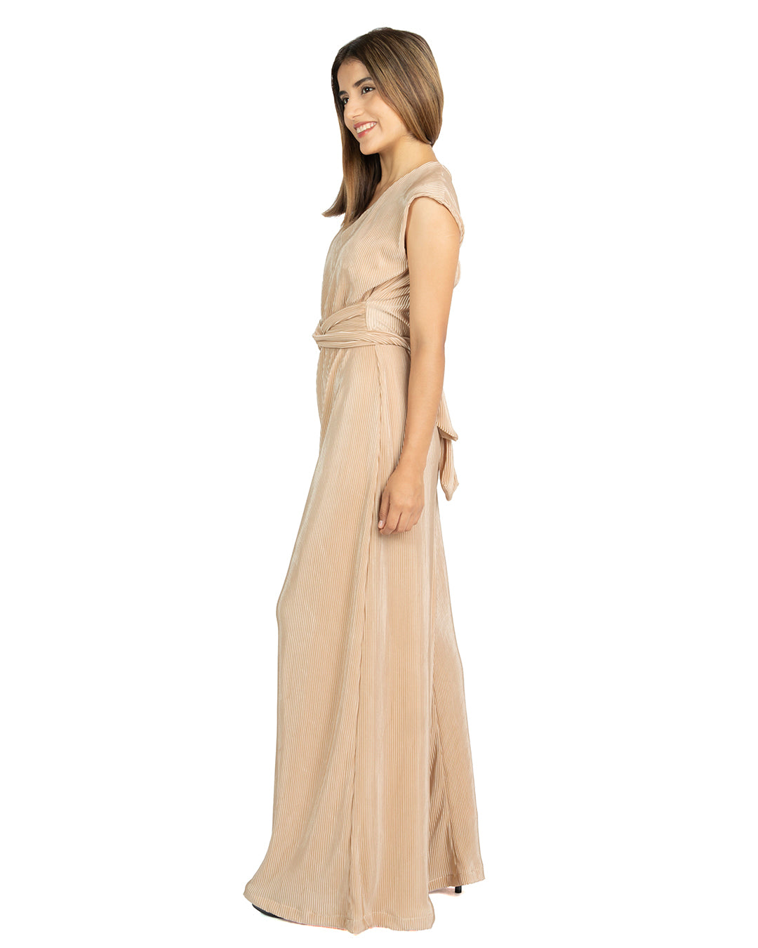 Enterizo Plisado Zoe Beige Oscuro