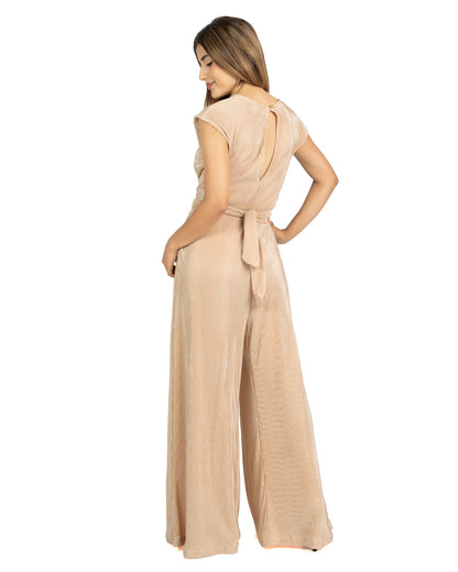 Enterizo Plisado Zoe Beige Oscuro