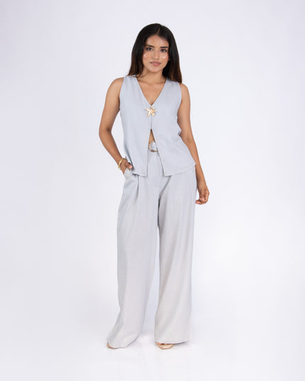 Pantalón Alba en tela Lino Semilla