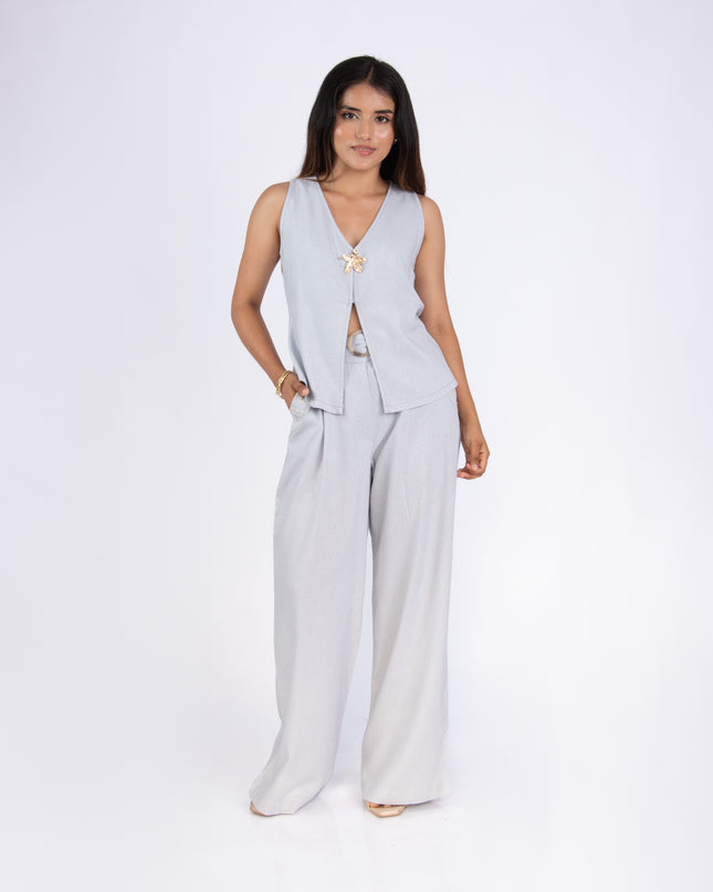 Pantalón Alba en tela Lino Semilla