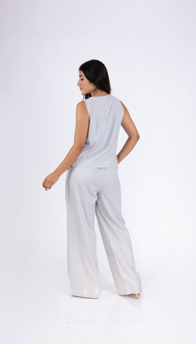 Pantalón Alba en tela Lino Semilla