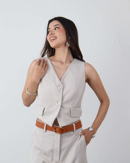 Chaleco VALERIA en Lino Rayón