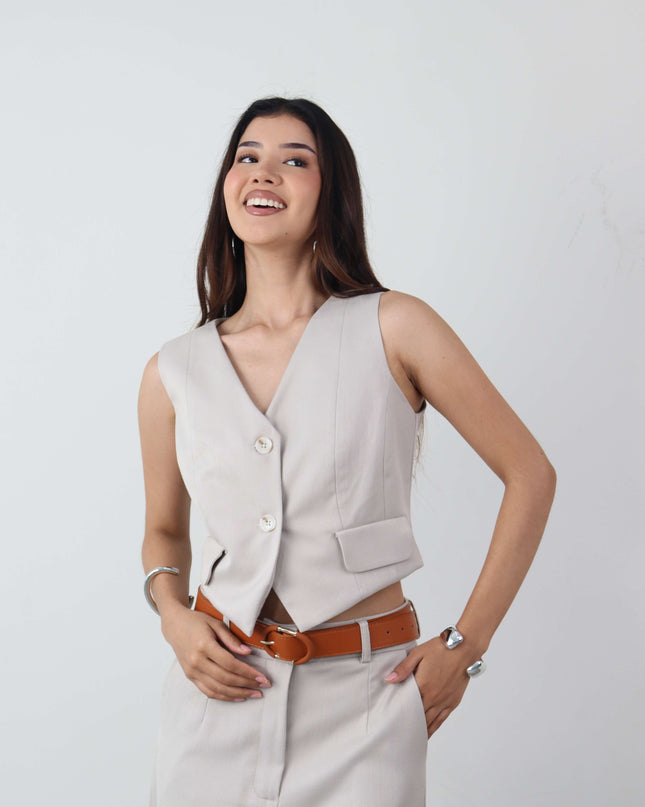 Chaleco VALERIA en Lino Rayón