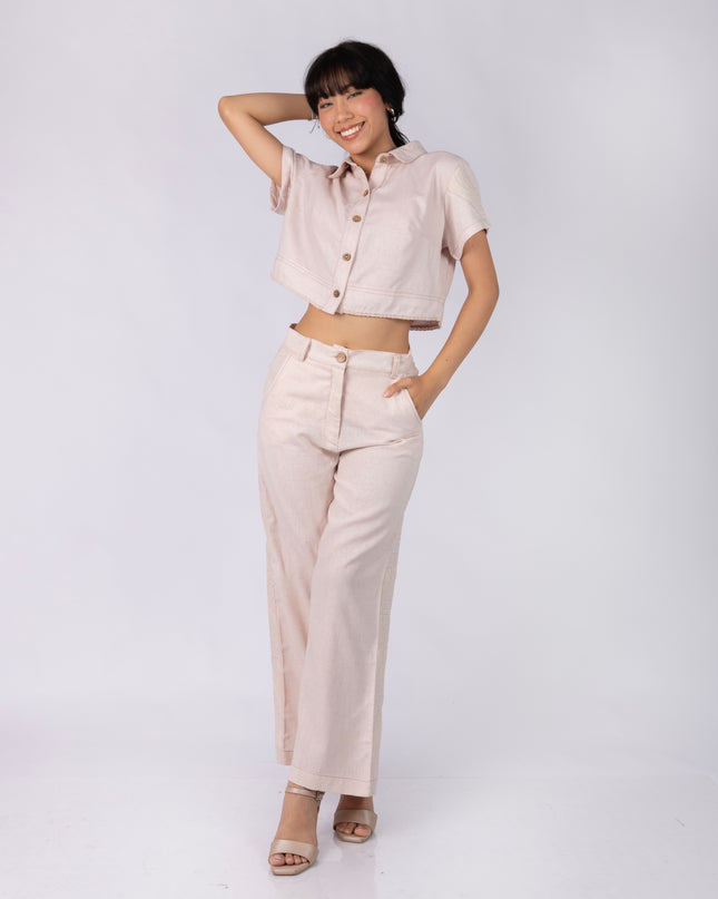Pantalón Aria en tela Lino Semilla