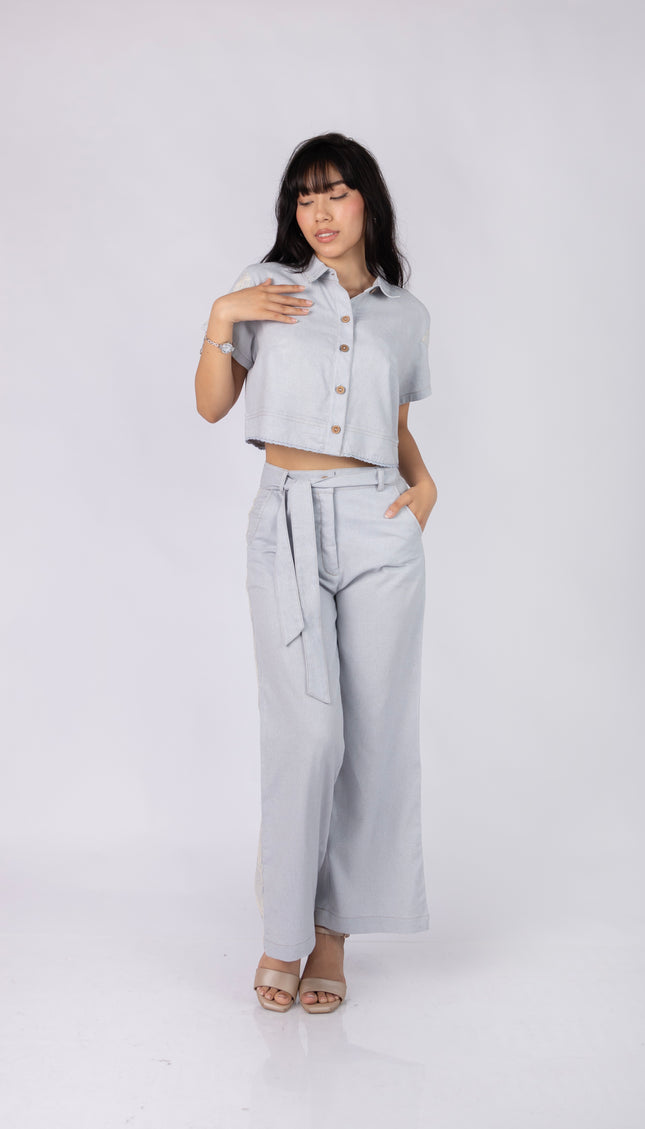 Pantalón Aria en tela Lino Semilla