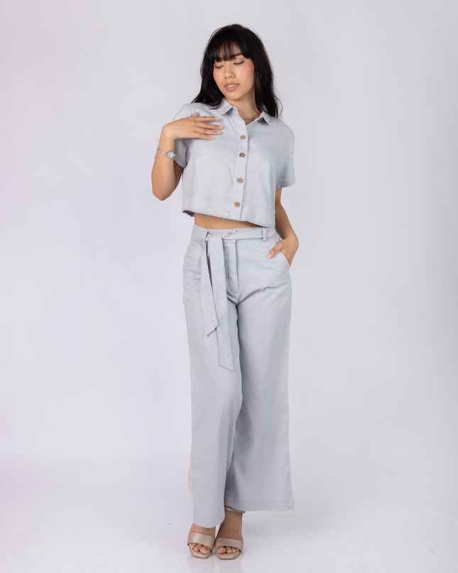 Pantalón Aria en tela Lino Semilla