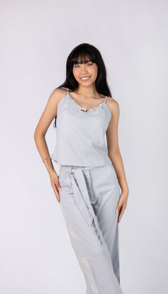 Blusa Bianca en tela Lino Semilla
