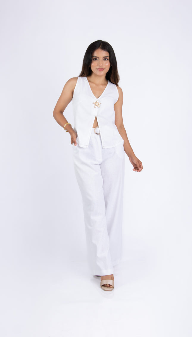 Blusa Karim en tela Lino Semilla