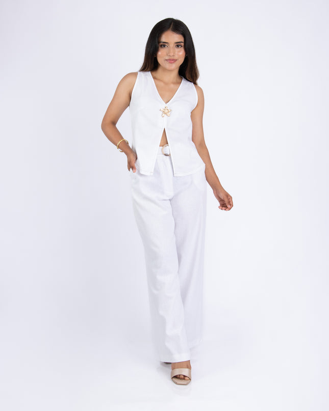 Blusa Karim en tela Lino Semilla