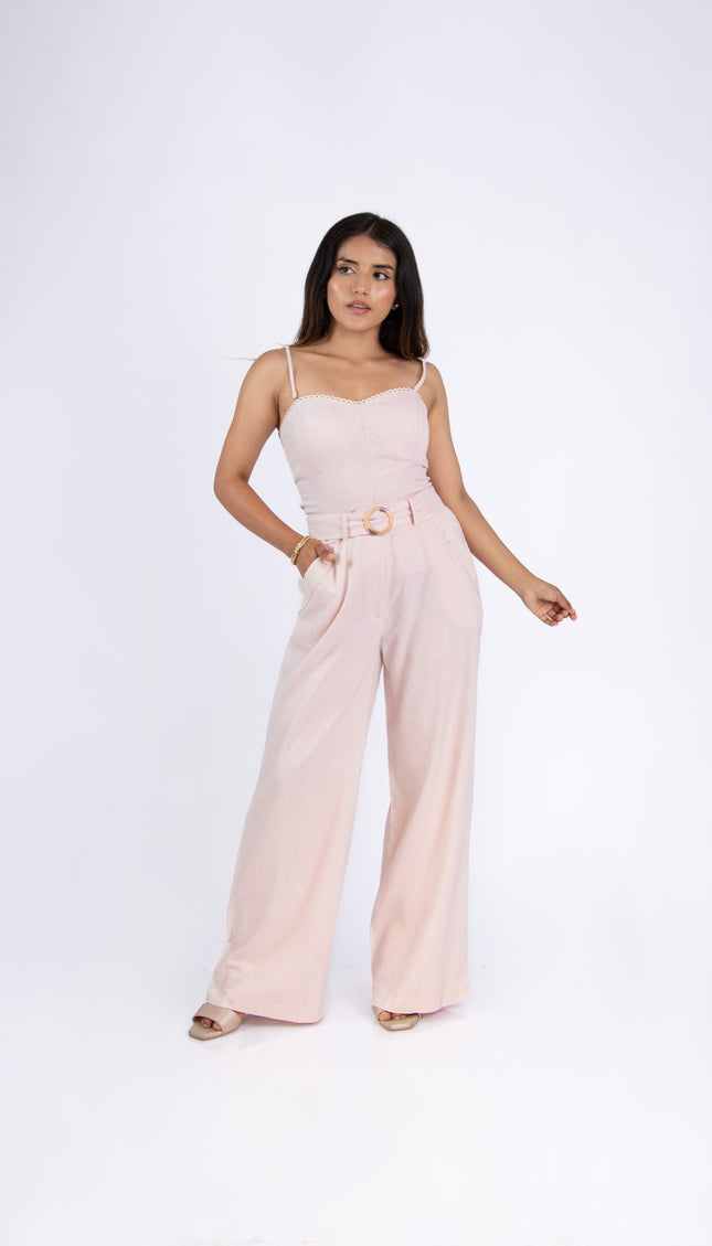 Pantalón Alba en tela Lino Semilla