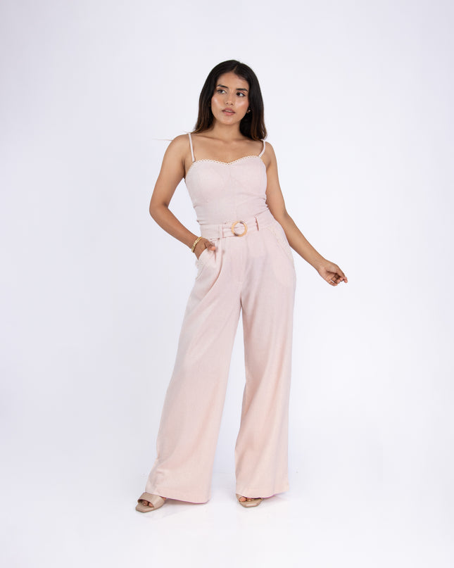 Pantalón Alba en tela Lino Semilla