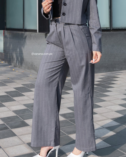 Pantalón Palazo a Rayas Milano Julia Plomo