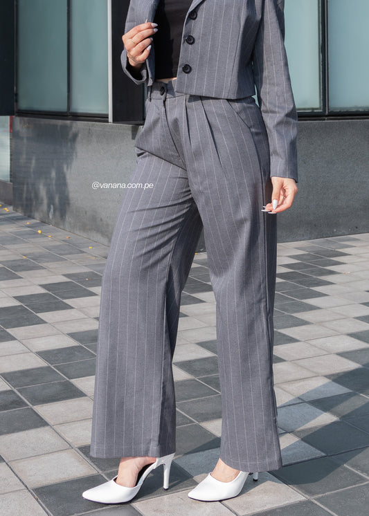 Pantalón Palazo a Rayas Milano Julia Plomo