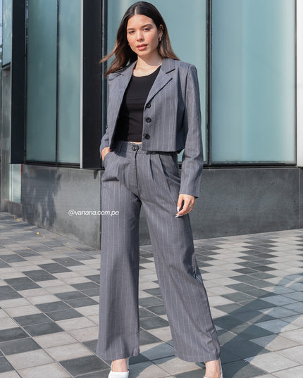 Pantalón Palazo a Rayas Milano Julia Plomo