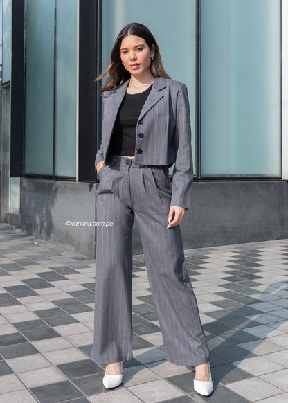Pantalón Palazo a Rayas Milano Julia Plomo
