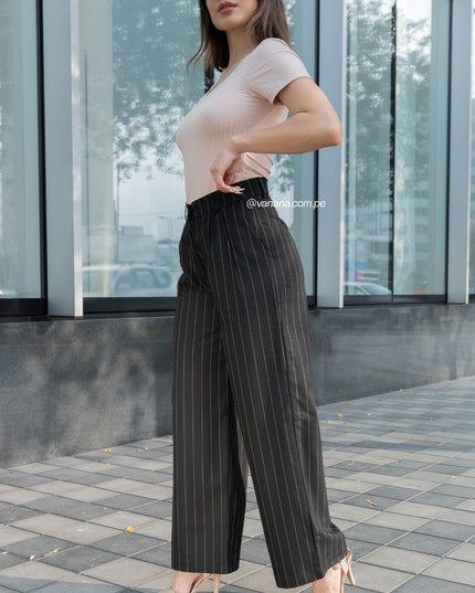Pantalón Palazo a Rayas Milano Julia Negro
