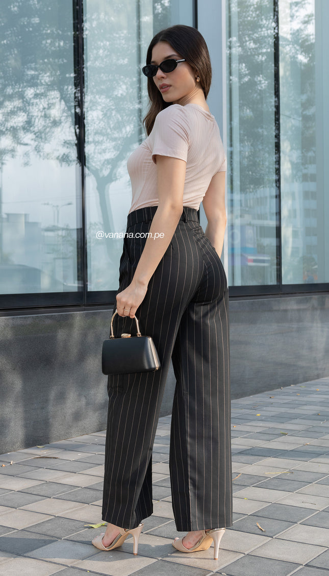 Pantalón Julia Palazo a Rayas Milano, Negro