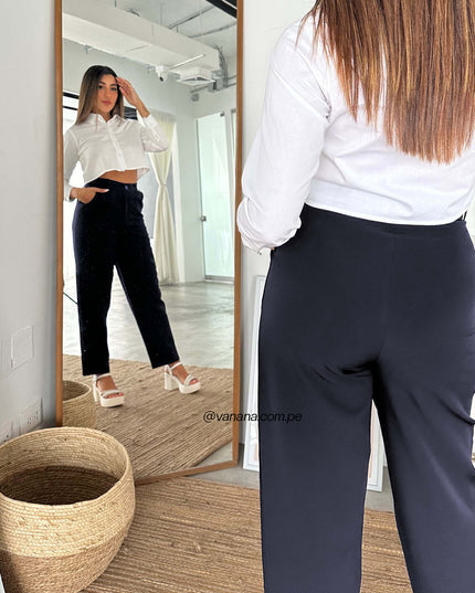 Pantalón con Pinzas Luisa Azul Marino