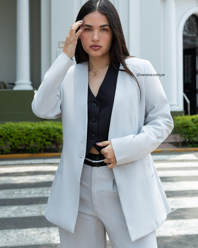 Blazer Mango Olivia Gris