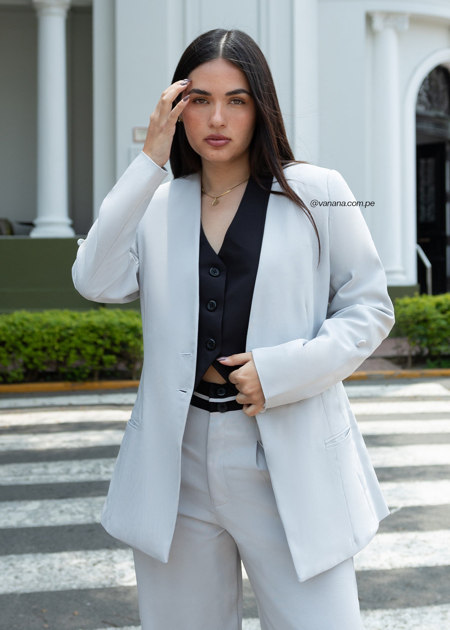 Blazer Mango Olivia Gris – VANANA