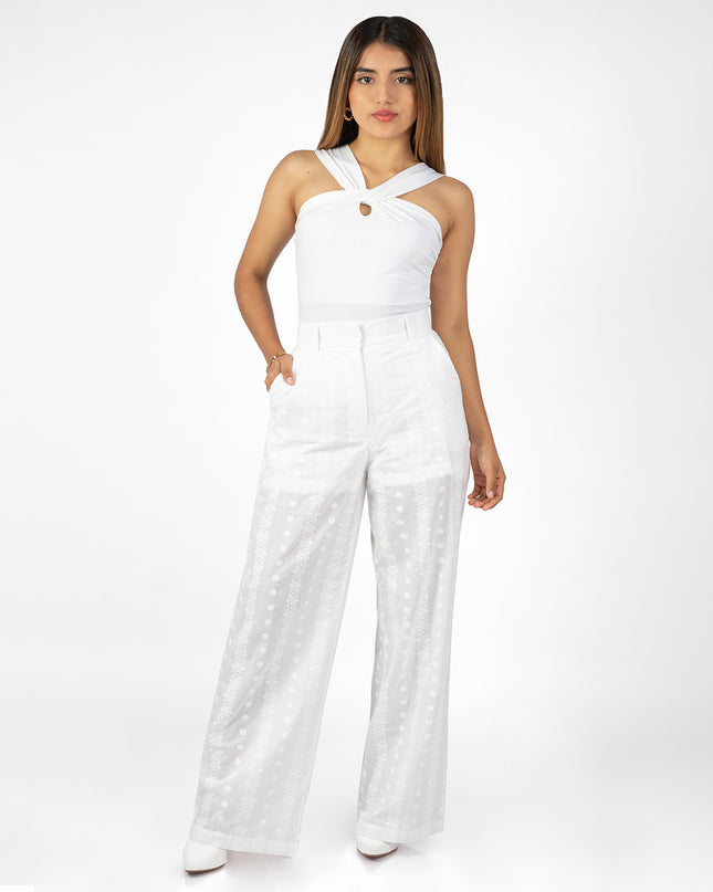 Pantalón en Cotton Espiga Alba Blanco