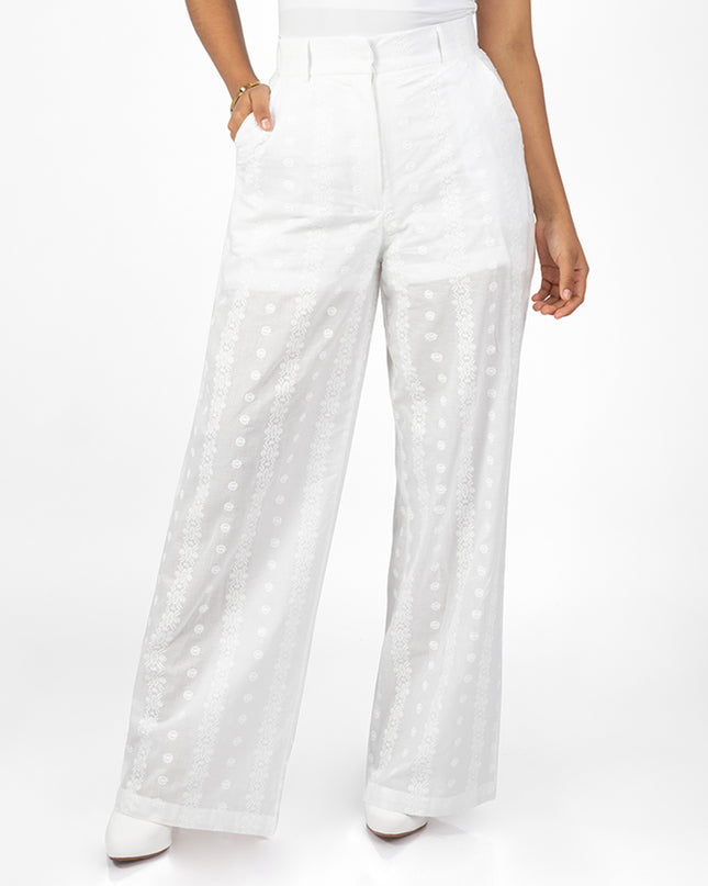 Pantalón en Cotton Espiga Alba Blanco