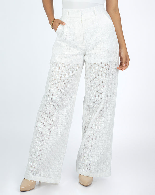 Pantalón en Cotton Ovalo Alba Blanco