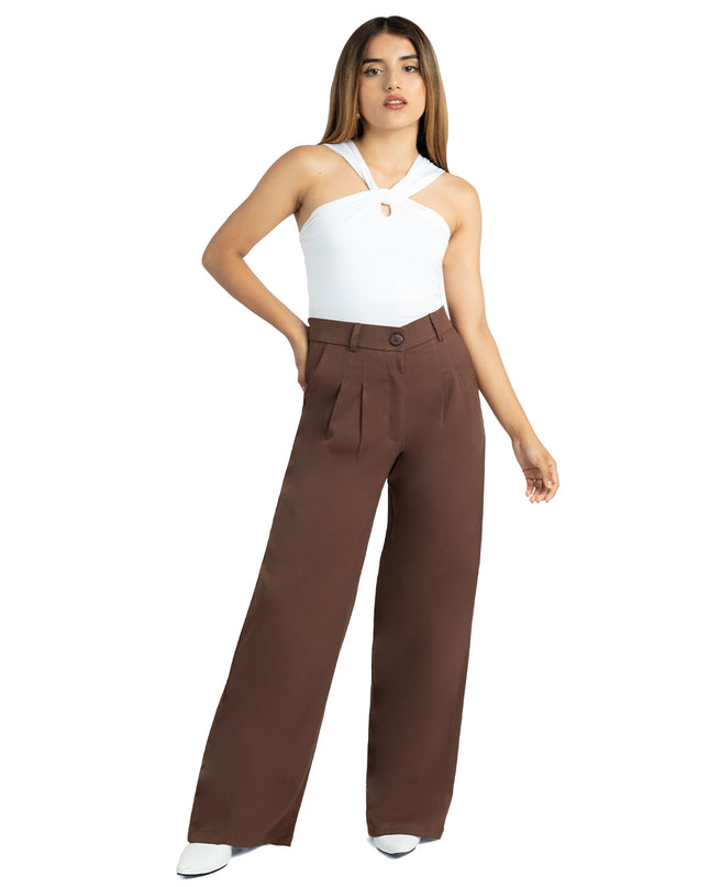 Pantalón en Lino Julia Marrón