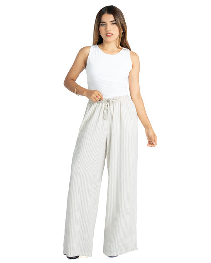 Pantalón en Lino Sabana Milán Natural a Rayas
