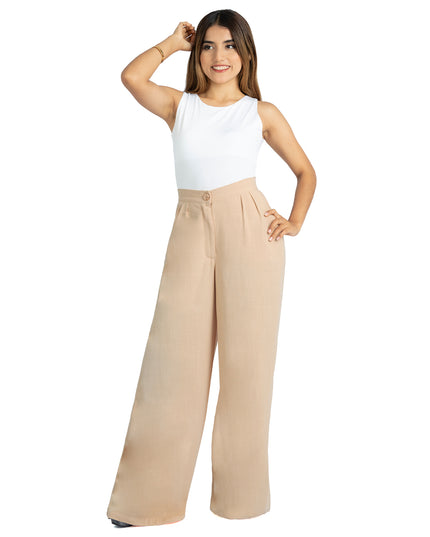 Pantalón en Lino Sabana Vera Beige Oscuro
